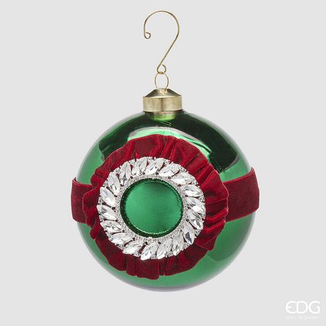 EDG Enzo De Gasperi Addobbo Palla di Natale Strass D 12 Cm Vetro Green