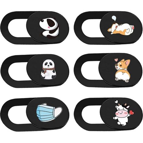 Cache Portable Tablette et Ordinateur Vie pour Webcam en Abs Motif Cartoon, Lot de 6 Pièces Privée Glissière Pratique, Adapté Maison et (1/5)