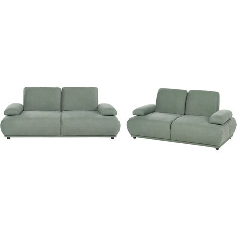 Sofa 3+2 Seater Set Light Green Fabric Upholstery Water-Repellent Wooden Legs Adjustable Backrest & Armrests Living Room Furniture NACKA
