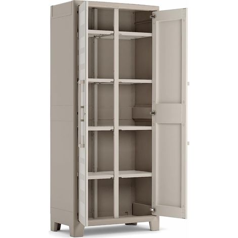 Armadio in Resina con 8 Ripiani Ribaltabili Regolabili Sabbia Beige Gulliver Multispace Keter