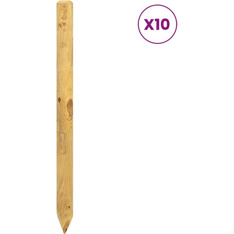 vidaXL  Fence Posts  10 pcs Brown 120 cm Solid Pine Wood