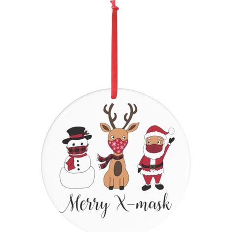Décoration De Sapin - Père Noël Avec Masque - En Bois - Pour Intérieur Et Extérieur - Lot De 1 Pièce (1/5)
