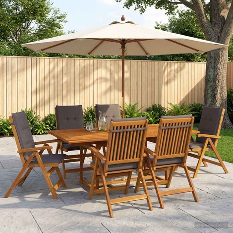 vidaXL Ensemble de salle à manger d'extérieur avec parasol 8 pc (1/5)