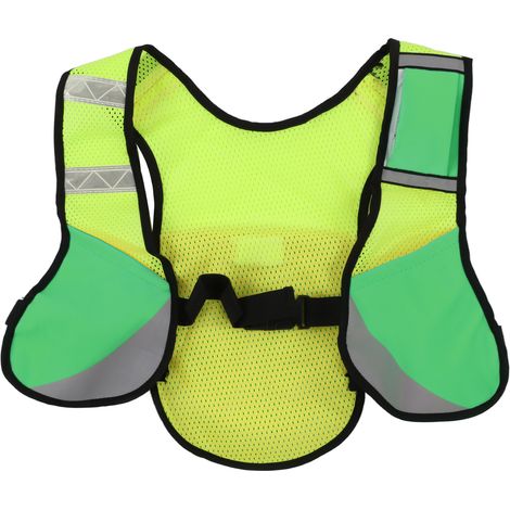 Veste réfléchissante respirante pour cyclisme nocturne, gilet de sécurité multifonction vert fluo (1/5)