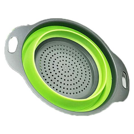 Passoire pliable en silicone, passoire pliable corbeille à fruits de cuisine passoire pliable panier passoire ensemble pour cuisine maison (bleu, grand) (1/4)