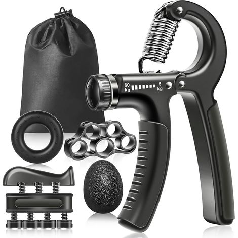 Hand Grip, Musculation Main Kit de 5 Résistance Réglable (5-60kg) Pince de Musculation Antidérapante Renforceur de Poignée Paquet Entraîneur de Force pour la Récupération (1/5)