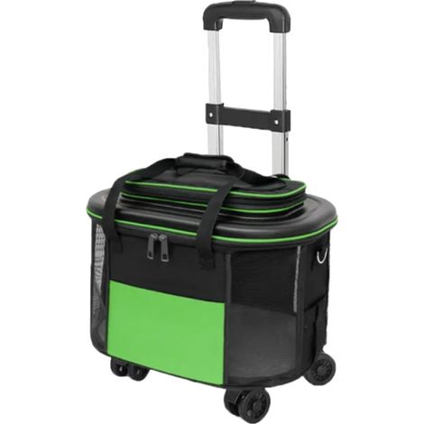 Valise à roulettes Portable pour animaux de compagnie, porte-chien et chat respirant, valise à roulettes pour sortir et voyager, vert (1/5)