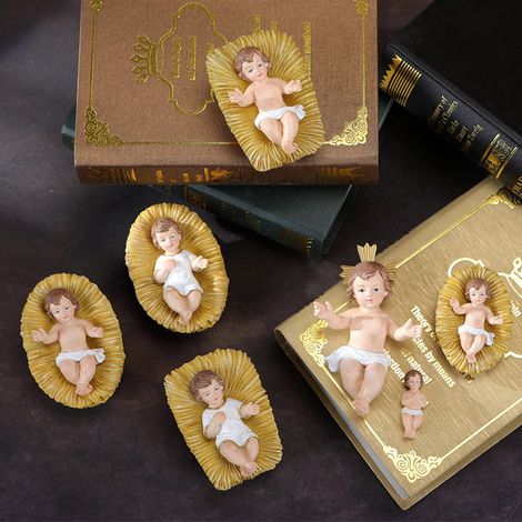 Figurine Bébé Jésus - Crèche De Noël En Résine - Décoration Festive Pour Intérieur - Lot De 1 (1/5)