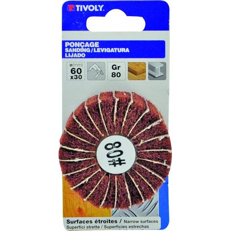 Roue Mousse et Lamelles Abrasives pour Perceuse Ø 60x30, Grain80