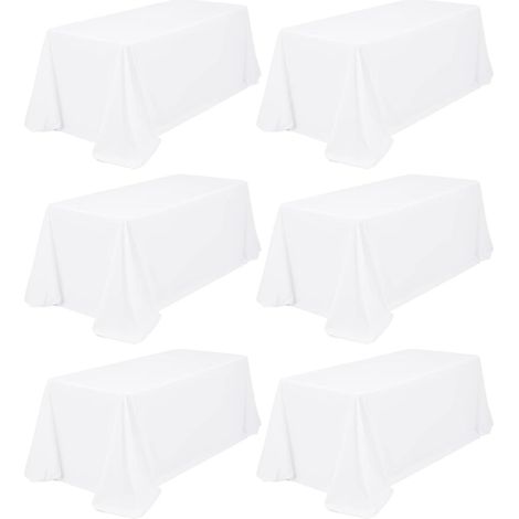 6er Set Tischdecken Weiß 229x396cm Rechteckig Pflegeleicht & Knitterfrei