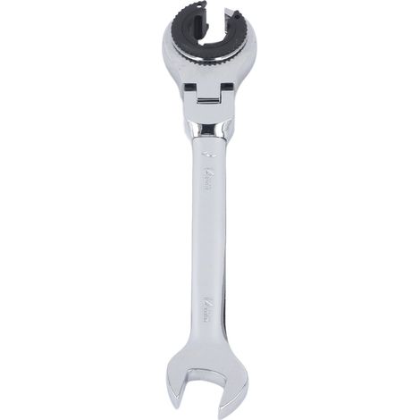 14mm 7.5 Inch Flare Nut Wrench Open End 72 Teeth Ratchet Flexible Head Wrench for Fuel Brake AC Lines Adjustable Angle (1/5)