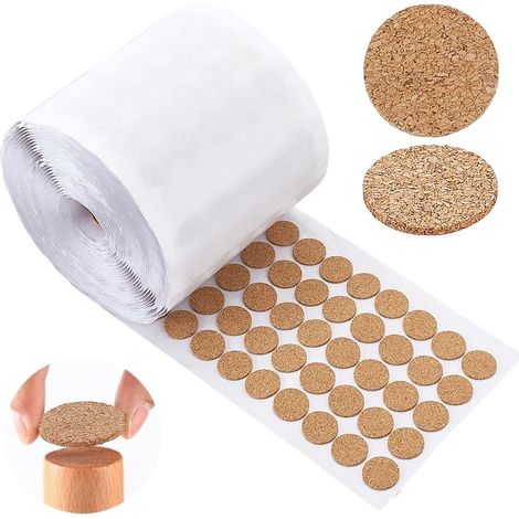 Lot de 2 000 patins en liège pour pieds de chaise, protecteurs de pieds de meubles, autocollants ronds de 2 cm pour sols en bois, Noël, mariage, maison (1/5)