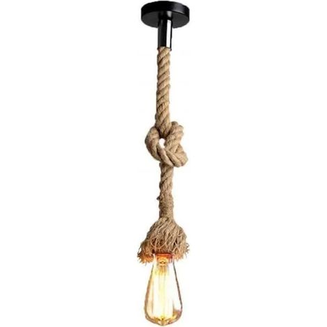 Lustre industriel en corde de chanvre - - U-DO - 1 ampoule - 60W - E27 (1/4)