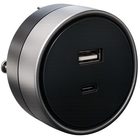 ETTROIT USB-A + USB-C 12W Plug&Play-Buchse für Schienensystem Schwarz ETB3002 (1/5)