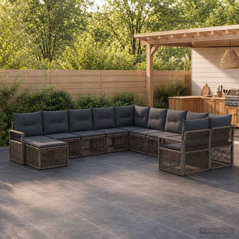 Set Divano da Giardino 11 pcs Grigio polyrattan vidaXL (1/5)
