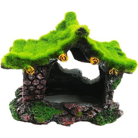 Maison de décoration d'aquarium en résine, cachette creuse, accessoires d'aquarium, ornement de grotte, petite cachette de poiss (1/5)