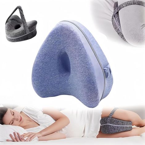 Oreiller d'alignement pour les coucheurs latéraux,Oreiller d'alignement de la hanche avec sangle réglable,Oreillers lisses de la colonne vertébrale pour la hanche, la jambe, le dos, bleu