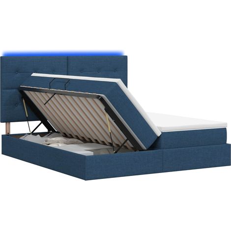 Maison Exclusive - Letto con contenitore LED e materasso Blu 200 x 200 cm Tessuto (1/5)