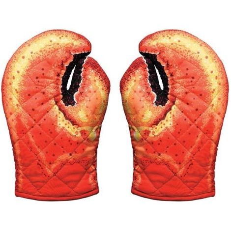 Oven Mitts - Crab Shape - Quilted Cotton - Set of 2 - Multicolor (1/4)