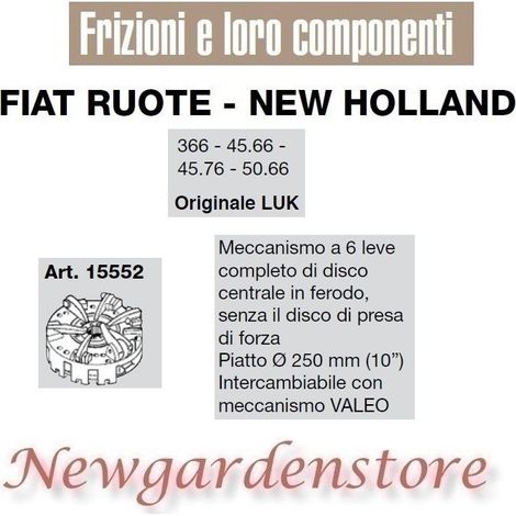 Mecanismo de embrague 6lever flat250mm 366 45.66 45.76 LUK 15552 FIAT NEW HOLLAND