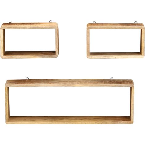 Maison Exclusive - 3-tlg. Würfel-Wandregal-Set Massivholz Mango