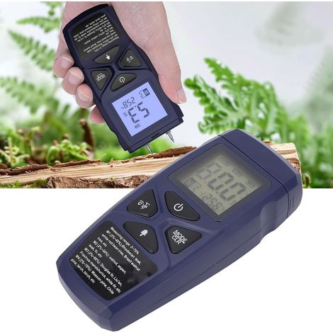Medidor de humedad digital, medidor de humedad portátil para madera con pantalla retroiluminada, analizador de humedad multifuncional con almacenamiento de datos, para madera y paredes. (1/5)