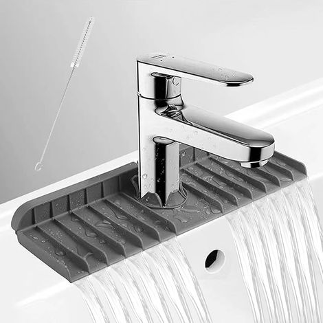 Crédence d'évier de cuisine derrière le robinet, tapis de robinet d'évier de cuisine, plateau d'égouttement de poignée de robinet en silicone (1/5)