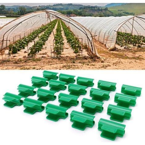 Pince de Couverture Vegetale, 20 Pices Pinces de Film en Plastique Serre Plante Couverture de Film Clip de Boucle pour Plantes Film Fixe 11mm Tube Rond (1/5)