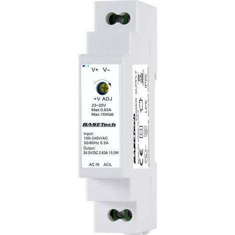 Basetech BT-2250248 Alimentation rail DIN 24 V 0.63 A 15 W Nbr. de sorties:1 x Contenu 1 pc(s) A375162 (1/5)