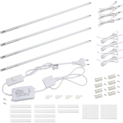 Lampe LED sous meuble avec interrupteur, 7 W, 700 lm, 2700 K, blanc chaud, lampe de cuisine, éclairage de vitrine, éclairage d'armoire, avec bandes de 4 x 41 cm, extensible par système (1/5)
