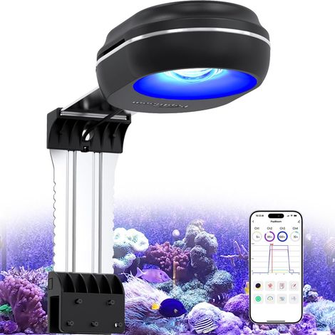 RL60 WiFi Rampe LED Aquarium Eau de Mer 60W, APP Programme lampe aquarium eau de mer à Spectre Complet pour Aquarium de Corail recifal, L'APP supporte le français (Noir) (1/5)