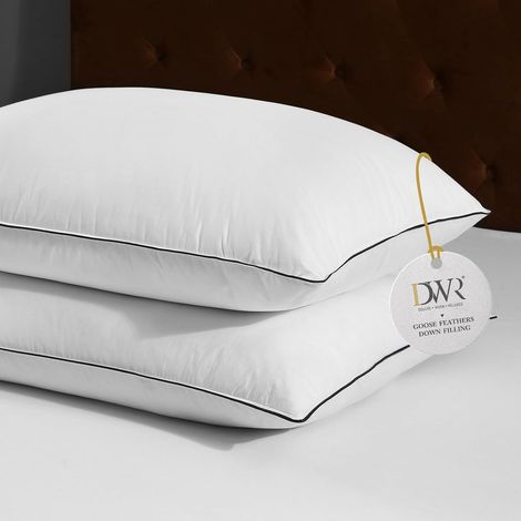 Oreiller en Plume d'oie 40x80cm avec Housse Coton, avec Triple Couche de Confort, Lavable en Machine Lot de 2 (1/5)