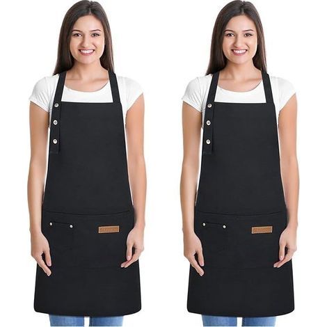 RisingFF Set of 2 Adjustable Unisex Kitchen Aprons with Pockets, Waterproof Fabric for Kitchen and Dining (1/5)