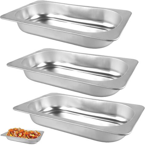 Lot de 3 conteneurs gastronormes en acier inoxydable 175 x 325 (1/5)