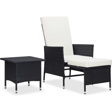 Salon de jardin 2 pcs avec coussins Résine tressée Noir (1/5)