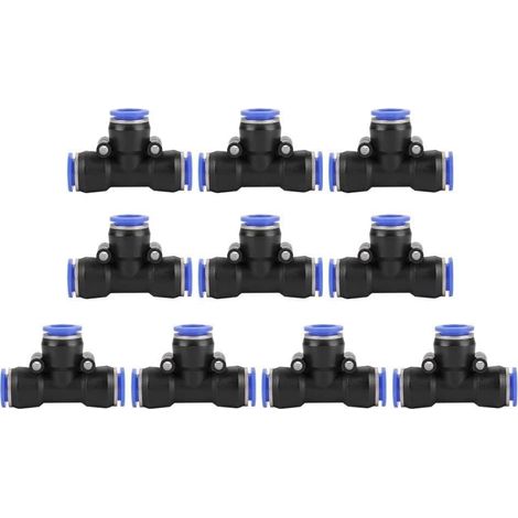 Connecteurs en T pour Tuyau d'air De 12mm De Diamètre Extérieur, 10 Raccords Pneumatiques à 3 Voies, Raccord De Tube en Forme De T à Assemblage Rapide (1/5)