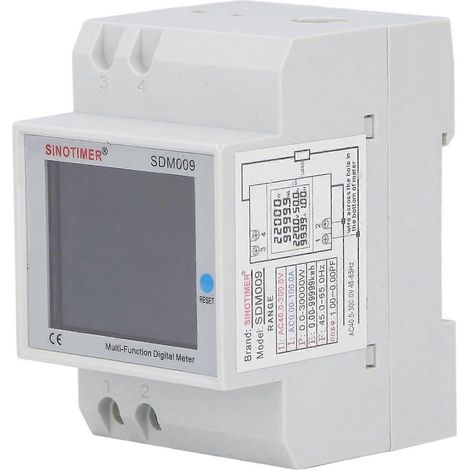 LCD-Multimeter zur Schienenmontage, digitales Messgerät für Spannung, Strom und Leistung mit Transformator, AC 40–300 V