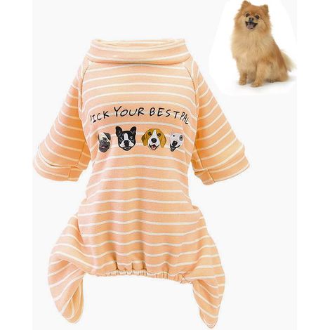 Pyjama pour petit chien mâle et femelle, vêtements pour chiot à 4 pattes, combinaison chaude d'hiver pour chien (orange), taille M (1/5)