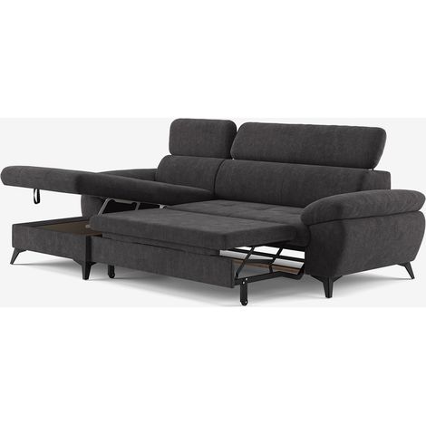 Modernes 3-Sitzer Schlafsofa mit linker Bettkasten-Ottomane Miral - Braun (1/5)