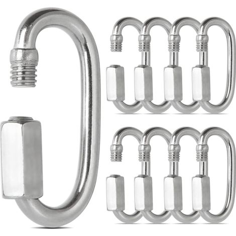 16 PCS Maillon Rapide INOX M5 Mousquetons à Verrouillage 304 Forme de D, Mini Mousqueton a Vis pour Accessoires de Randonnée, Camping, Extérieur et Intérieur (1/5)