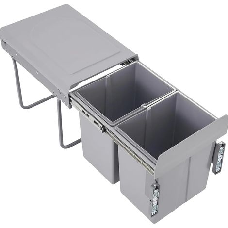 Cestino estraibile, capacità 20 litri, dimensioni 49 35 43 cm, realizzato in ferro e plastica, design a doppio scomparto, struttura robusta. (1/5)