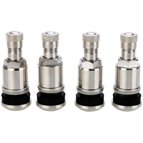 LaBlanc – 4 Stück 45 mm silberne schlauchlose Autoreifenventile aus Stahl (1/5)