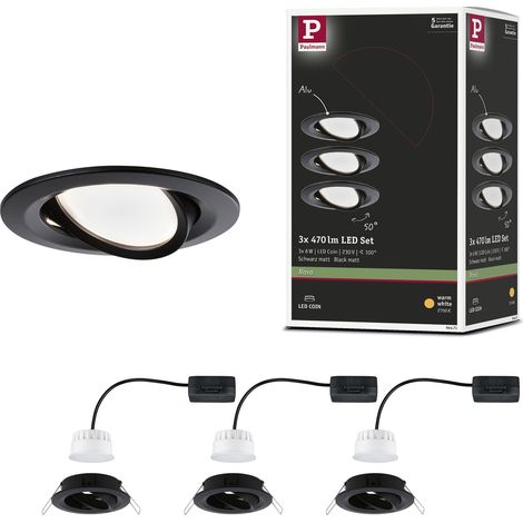 kit de 3 spots encastrés LED orientables blanc chaud rond incl. 3x6,5 watts projecteurs encastrés Noir mat spot alu lampe encastrée 2700 K (1/5)