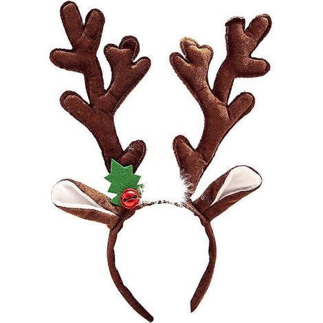 Accessoire de coiffure en tissu avec motif de grandes cornes de cerf pour Noël (marron)-3036cm-Brown (1/3)