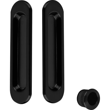 Uñeros tirador puerta corredera zamak ovalado negro (2 uds) (1/2)