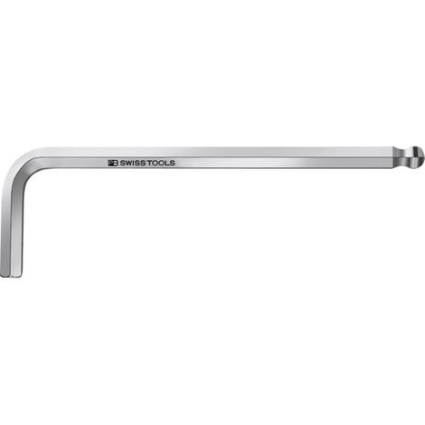 PB Swiss Tools Clé mâle coudée 6 pans, avec tête sphérique chromée, Hexagonal: 3 mm