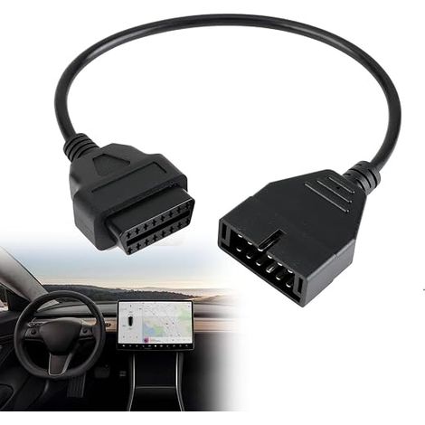 OBD1 12 Pin to OBD2 16 Pin Adapter Cable, Diagnostic Converter Compatible with GM Vehicles, Extension Cable for OBD2 Plug, Length 40 cm (1/4)