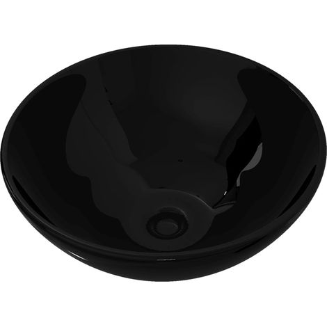 Bassin d'évier rond céramique Noir pour salle de bain