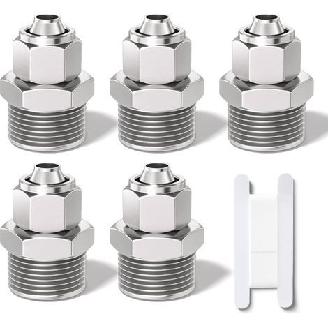 5 Pcs 6mm Tube OD x 3/8" Filetage BSP mâle Poussez Droit pour connecter Le raccord pneumatique de Tube d’écrou de Verrouillage,KPC6-03 Adaptateur de Ligne d’air Rapide (1/4)
