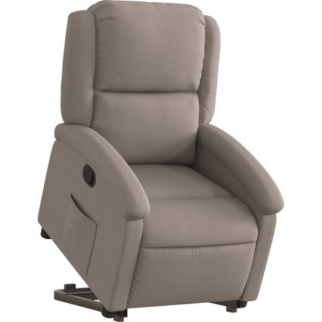 Poltrona relax TV rivestimento confortevole funzione sollevamento elettrico in tessuto tortora DEC028200